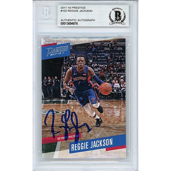 Reggie Jackson Detroit Pistons Autographed 2017 Prestige Basketball Card Beckett - Picture 1 of 4